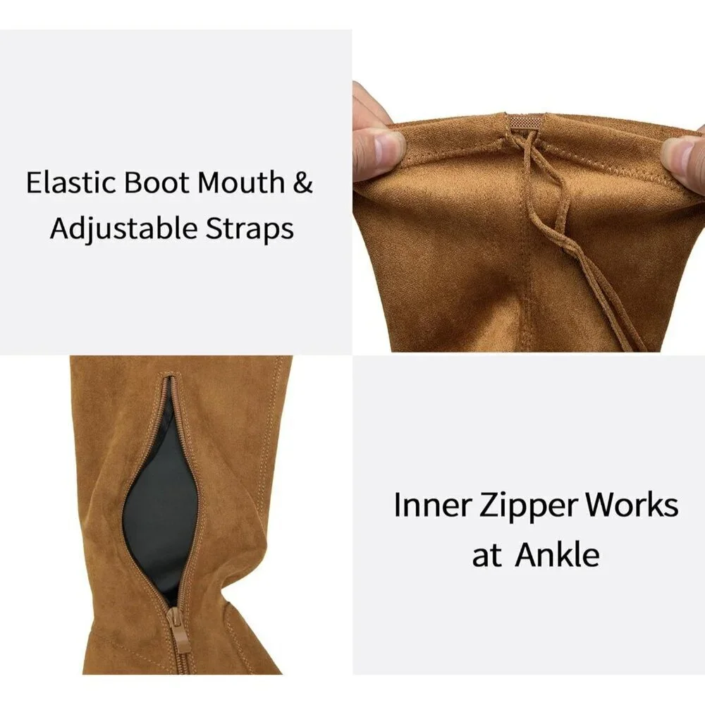 Women’s Camel-knee High Suede Fashion Pointed Toe Thigh High Over The Knee Boots